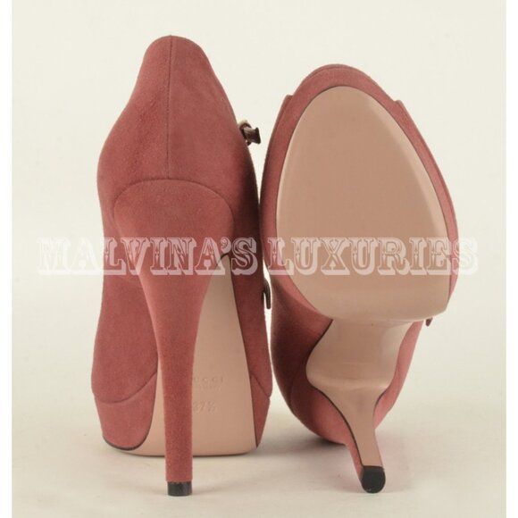 GUCCI SHOES LISBETH HIGH HEEL MARY JANE SUEDE LEATHER PUMPS sz 40 / 10 - Picture 12 of 14